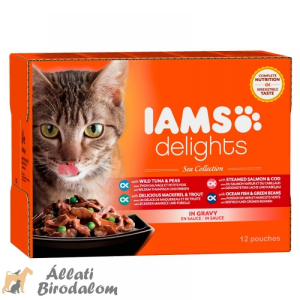IAMS Cat Delights SEA IN GRAVY multipack, többféle halas íz, ízletes szószban 12x85g