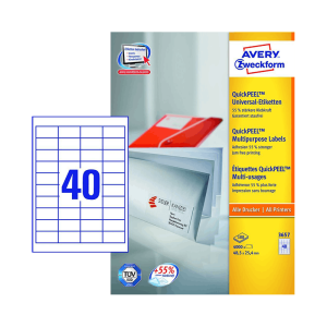 Avery zweckform 48,5*25,4 mm-es Avery Zweckform A4 íves etikett címke, fehér színű (100 ív/doboz)