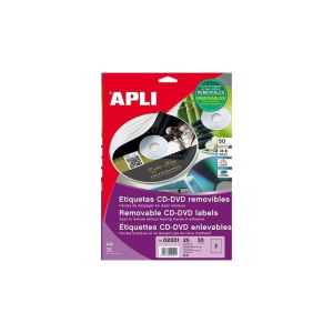 APLI CD/DVD etikett, A4 matt, eltávolítható 50 darab (LCA2001)