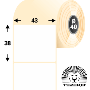 Tezeko 43 * 38 mm-es, 1 pályás visszaszedhető papír etikett címke (1500 címke/tekercs)