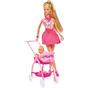 Simba Toys Steffi Love - Steffi baba kisbabával és rózsaszín babakocsival (105733067)