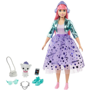 Barbie Barbie: Hercegnő kaland - Rózsaszín hajú molett baba kiscicával