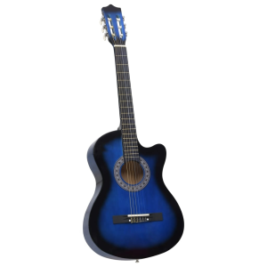 vidaXL kék 6 húros kivágott testű akusztikus western gitár 38"