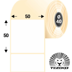 Tezeko 50*50 mm, öntapadós papír etikett címke (1500 címke/tekercs)