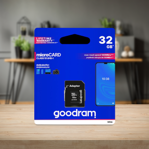 Goodram microSDHC 32GB Class 10 memóriakártya SD adapterrel, Artisjus matricával