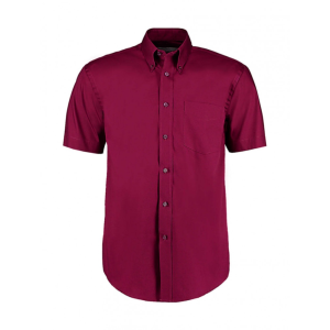 Kustom Kit Férfi rövid ujjú Ing Kustom Kit Classic Fit Premium Oxford Shirt SSL S, Burgundi vörös