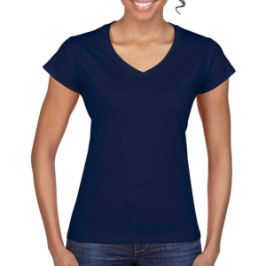 GILDAN Női póló Csapott ujjú Gildan Ladies Softstyle V-Neck T-Shirt - M, Sötétkék (navy)