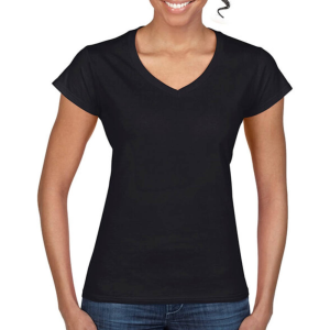 GILDAN Női póló Csapott ujjú Gildan Ladies Softstyle V-Neck T-Shirt - M, Fekete