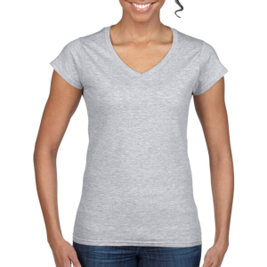 GILDAN Női póló Csapott ujjú Gildan Ladies Softstyle V-Neck T-Shirt - L, Sportszürke