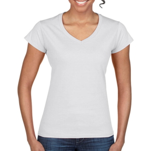 GILDAN Női póló Csapott ujjú Gildan Ladies Softstyle V-Neck T-Shirt - L, Fehér