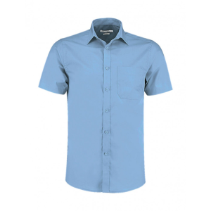 Kustom Kit Férfi rövid ujjú Ing Kustom Kit Tailored Fit Poplin Shirt SSL M, Világos kék