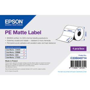 Epson matt, műanyag (PE) etikett címke, 102*152 mm, 800 címke/tekercs (rendelési egység 4 tekercs/doboz)