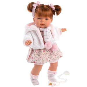 Llorens : Kate 38cm-es síró baba virágos ruhában