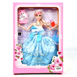Magic Toys Fashion hercegnő divatbaba kék ruhában, táskával