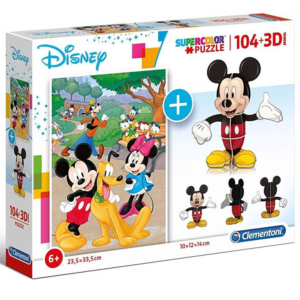 Clementoni Disney: Mickey egeres 104 db-os puzzle + 3D-s Mickey modell - Clementoni