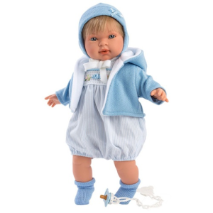 Llorens : Miguel 42cm-es síró baba kék ruhában