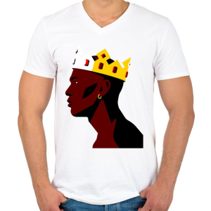 PRINTFASHION King Jordan - Férfi V-nyakú póló - Fehér