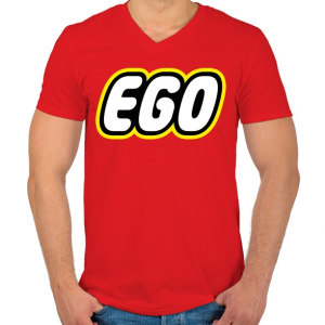 PRINTFASHION Ego - Férfi V-nyakú póló - Piros