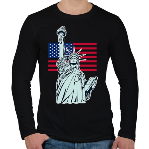 PRINTFASHION American Statue of Liberty - Férfi hosszú ujjú póló - Fekete
