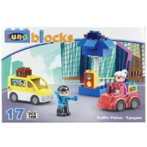 Luna Blocks: Közlekedési rendőr építőjáték 17db-os szett