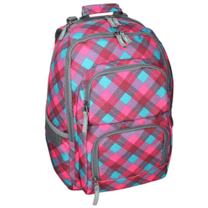 Spirit : E-Bag pink és türkiz kockás lekerekített iskolatáska, hátizsák