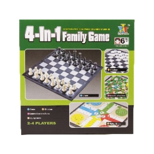  4IN1 társasjáték (sakk, dáma, ki nevet a végén, létrák és kígyók)