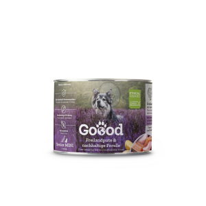 Goood Goood Senior Mini Freilandpute & Nachhaltige Forelle - pulykás és pisztrángos konzerv 24 x 200 g