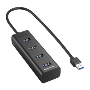 Sharkoon USB HUB Aluminium USB3.0 4port Fekete