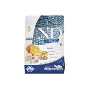 N&D Cat Ocean tőkehal,tönköly,zab&narancs Adult 300g