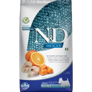 N&D Dog Ocean Adult Mini Tőkehal, Sütőtök és Narancs 2,5kg