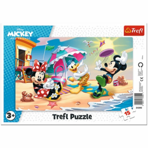 Trefl Mickey Egér szórakozás a tengerparton keretes puzzle 15 db-os Trefl