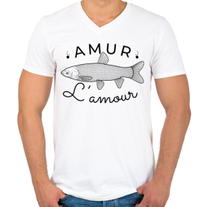 PRINTFASHION Amur Lamour Black-01 - Férfi V-nyakú póló - Fehér