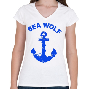 PRINTFASHION sea wolf - Női V-nyakú póló - Fehér