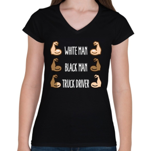 PRINTFASHION White Man, Black Man - Női V-nyakú póló - Fekete