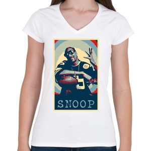 PRINTFASHION Snoop dog - Női V-nyakú póló - Fehér