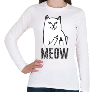 PRINTFASHION Meow - Női hosszú ujjú póló - Fehér