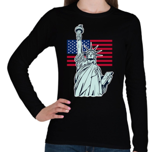 PRINTFASHION American Statue of Liberty - Női hosszú ujjú póló - Fekete