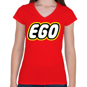PRINTFASHION Ego - Női V-nyakú póló - Piros