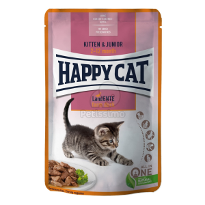  Happy Cat Kitten & Junior Land Ente alutasakos eledel - Kacsa 6 x 85 g