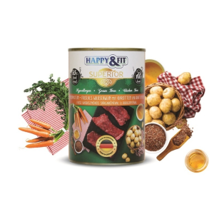 Happy&amp;Fit Superior Frisches Wildschwein mit Karotten (vaddisznó és sárgarépa) 400 g