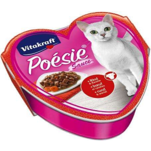 Vitakraft Vitakraft Poésie szószos macskaeledel marhával és sárgarépával alutálkában (15 x 85 g) 1275 g