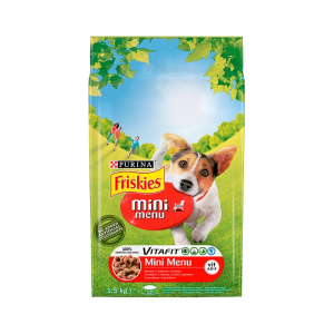  Állateledel száraz PURINA Friskies Vitafit Mini menü kutyáknak marhahússal és zöldséggel 1,5kg