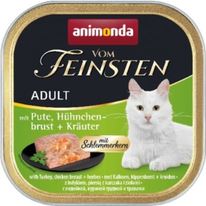 Animonda Vom Feinsten Gourmet pulykás, csirkemelles és gyógynövényes alutálkás macskaeledel (16 x 100 g) 1,6 kg