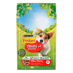Friskies Állateledel száraz PURINA Friskies Vitafit Mini menü kutyáknak marhahússal és zöldséggel 1,5kg