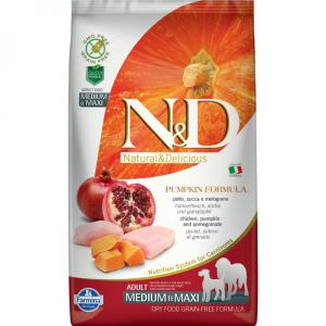 N&D Grain Free Dog Grain Free csirke&amp;gránátalma sütőtökkel adult medium&amp;maxi 2,5kg