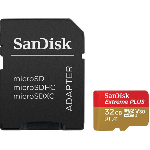 Sandisk SanDisk Extreme Plus SDSQXBG-032G-GN6MA 32 GB micro SDHC A1 Class 10 UHS-I V30 memóriakártya adap...