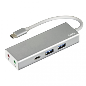 Hama USB 3.1 TYPE-C HUB (2 USB, 1 USB TYPE-C) +3,5" Audio (135758) - USB Elosztó
