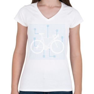 PRINTFASHION Kerékpár részei - Női V-nyakú póló - Fehér