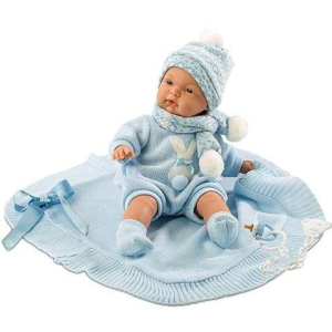 Llorens Újszülött fiú baba kék takaróval 38 cm