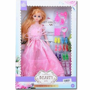 MK Toys Hercegnő baba rózsaszín ruhában kiegészítőkkel 30 cm